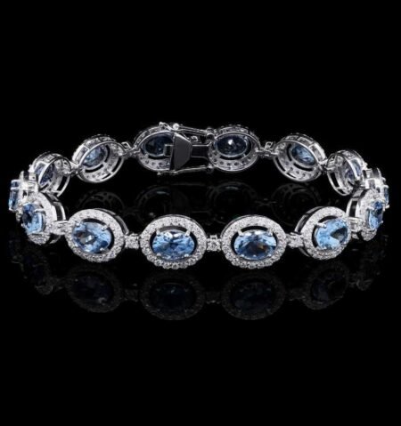 Ocean Aqua Diamond White Gold Bracelet