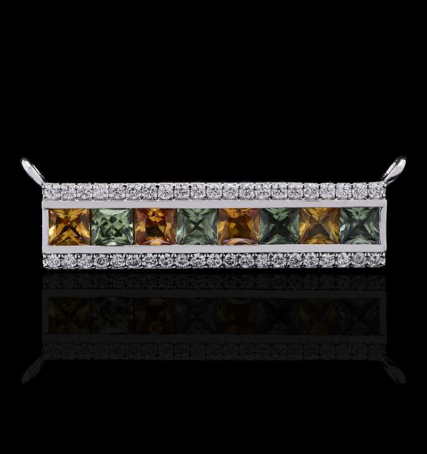 Vibrant Multicolor Sapphire Diamond Gold Pendant