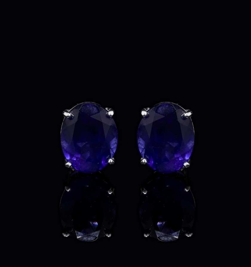 14KT Gold Blue Sapphire Statement Earrings - Image 3