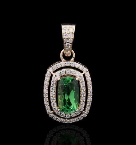 Green Tsavorite Diamond Yellow Gold Pendant