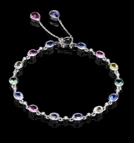 Spectrum Sapphire Diamond White Gold Bracelet