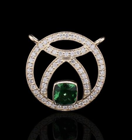 Sparkling Tsavorite Diamond Yellow Gold Pendant
