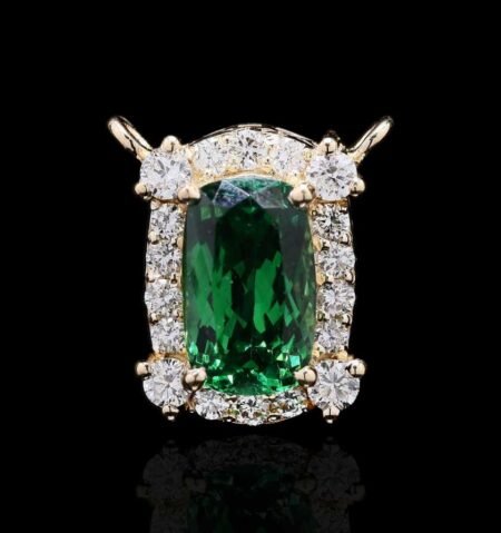 Lively Green Tsavorite Diamond Gold Pendant