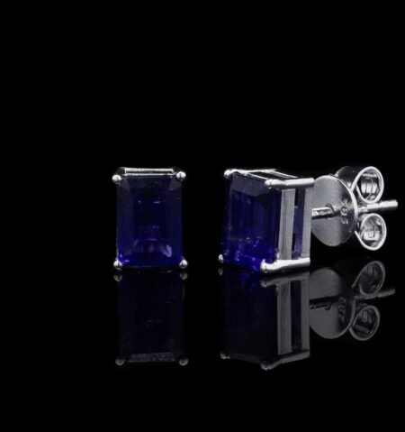 White Gold Blue Sapphire Classic Earrings