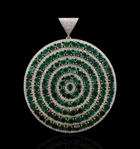 Grand Emerald Diamond Yellow Gold Pendant