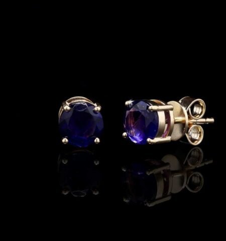 Lightweight Blue Sapphire Gold Stud Earrings