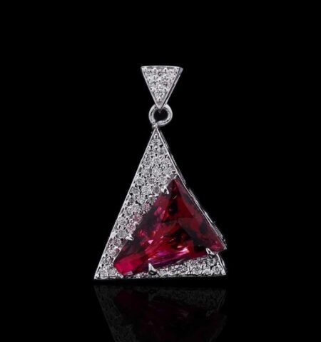 Radiant Rubylite Diamond White Gold Pendant