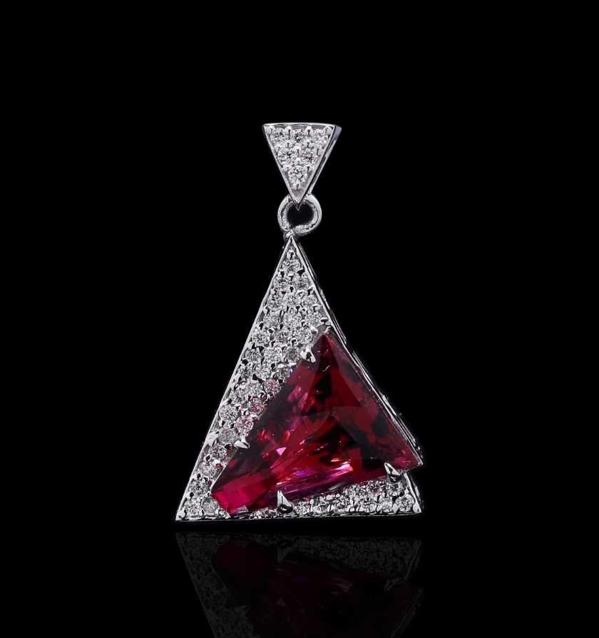 Radiant Rubylite Diamond White Gold Pendant