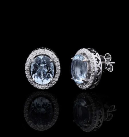 Diamond Aqua White Gold Luxury Earrings