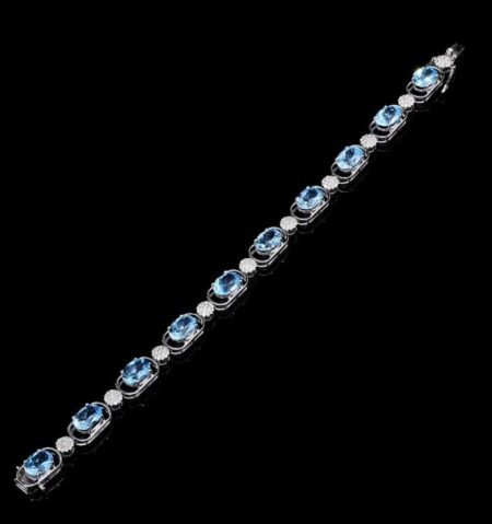 Aqua Gem Diamond White Gold Statement Bracelet