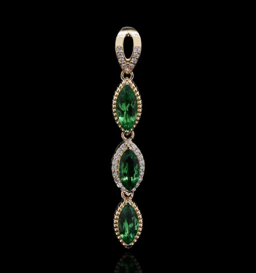 Tsavorite Diamond Yellow Gold Pendant
