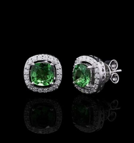 Tsavorite Diamond White Gold Designer Earrings