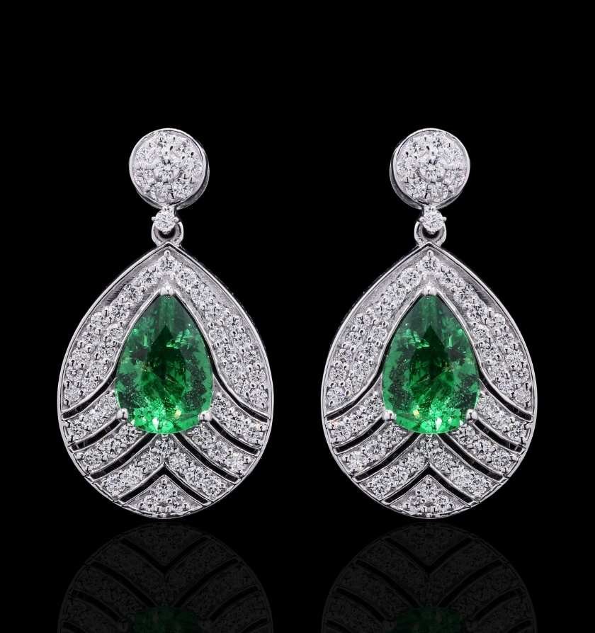 Luxury Tsavorite Diamond White Gold Earrings