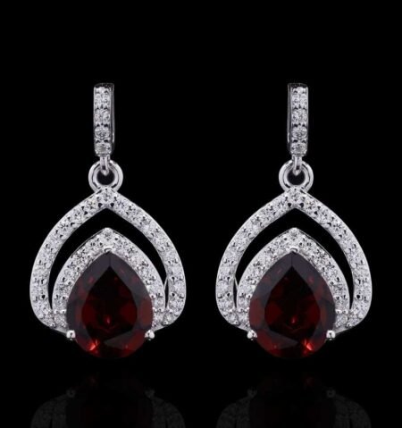 Diamond Garnet White Gold Luxury Earrings