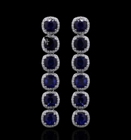 Royal Blue Sapphire Diamond White Gold Earrings
