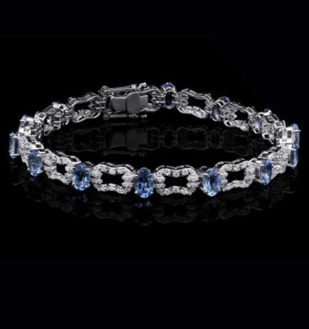 Crystal Aqua Diamond White Gold Bracelet