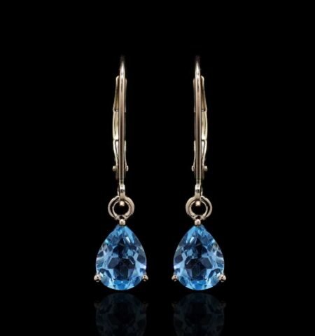 Petite Aqua Yellow Gold Minimal Earrings