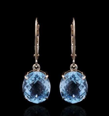 Bold Aqua Yellow Gold Statement Earrings