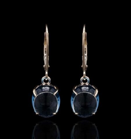Vibrant Aqua Yellow Gold Statement Earrings