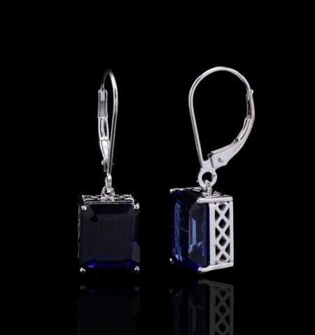 Blue Sapphire White Gold Earrings