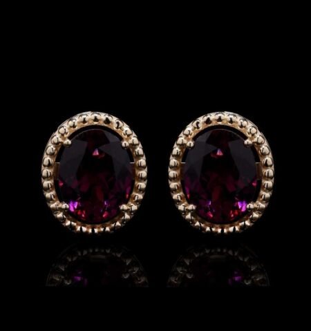 Bold Rhodolite Garnet Yellow Gold Earrings