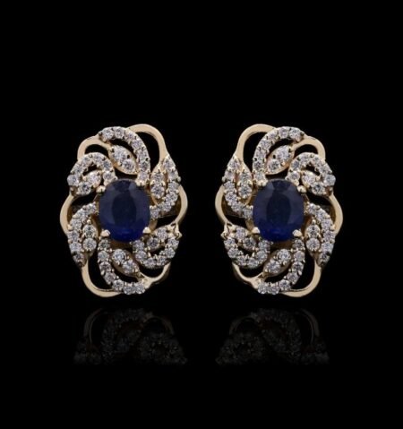 Sapphire Diamond Yellow Gold Earrings