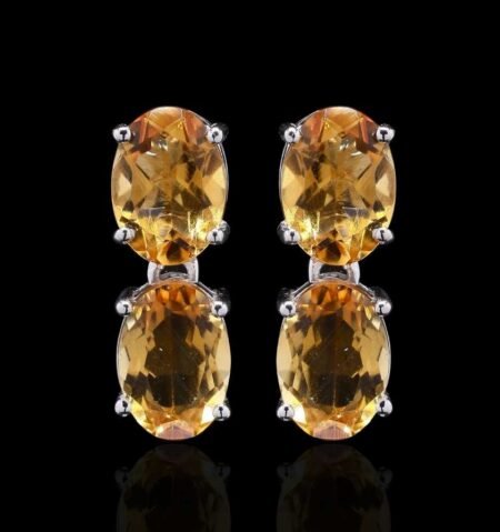 Radiant Yellow Sapphire White Gold Earrings