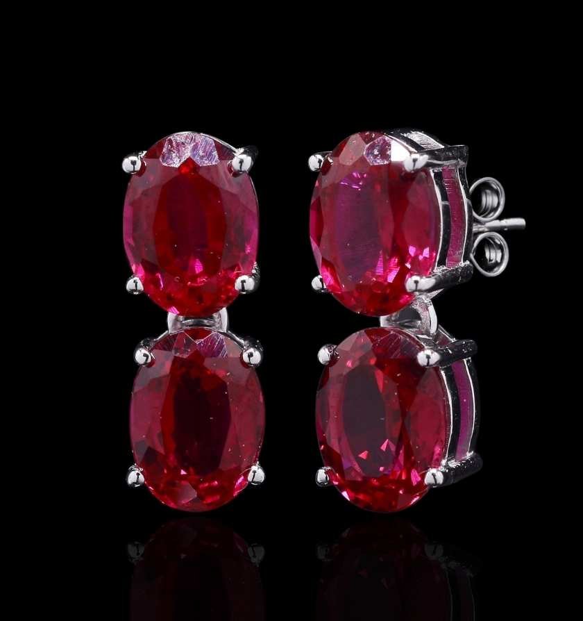 Vibrant Ruby White Gold Statement Earrings - Image 2