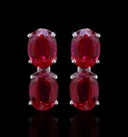 Vibrant Ruby White Gold Statement Earrings