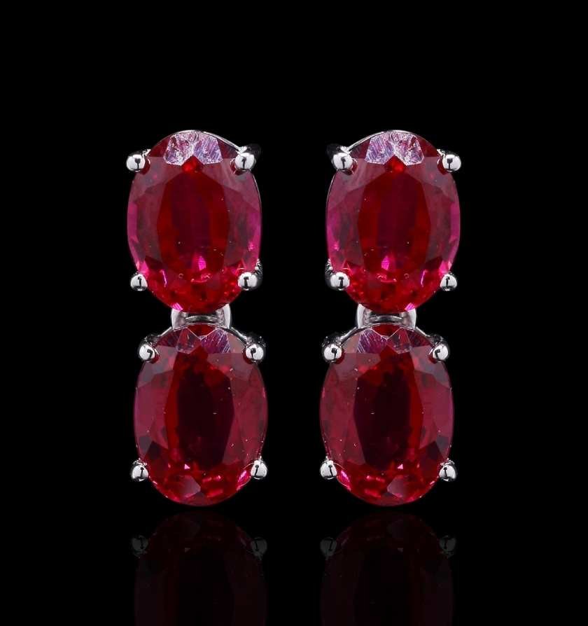 Vibrant Ruby White Gold Statement Earrings