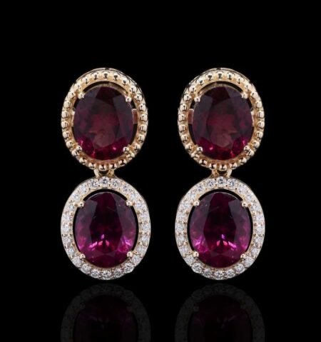 Garnet Diamond Yellow Gold Statement Earrings