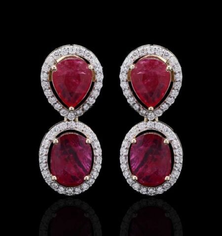 Ruby Diamond Yellow Gold Statement Earrings
