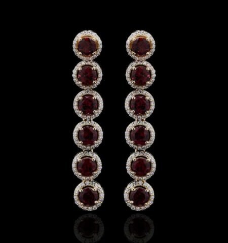 Opulent Rhodolite Garnet Diamond Gold Earrings