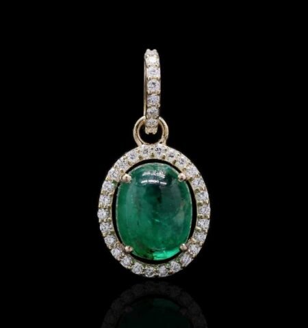 Vivid Emerald Diamond Yellow Gold Pendant