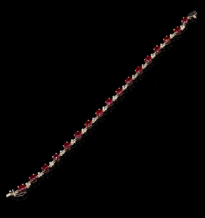 Crimson Ruby Diamond Yellow Gold Bracelet