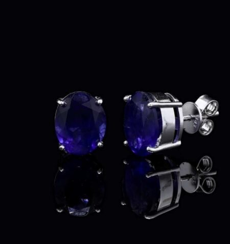 14KT Gold Blue Sapphire Statement Earrings