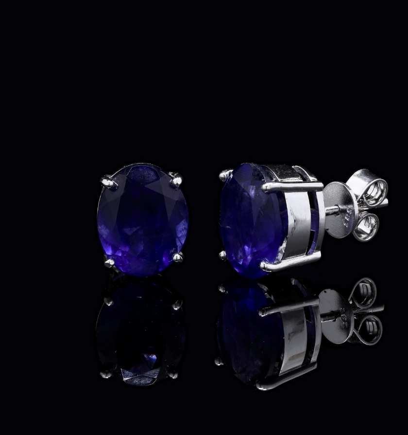 14KT Gold Blue Sapphire Statement Earrings